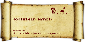 Wohlstein Arnold névjegykártya